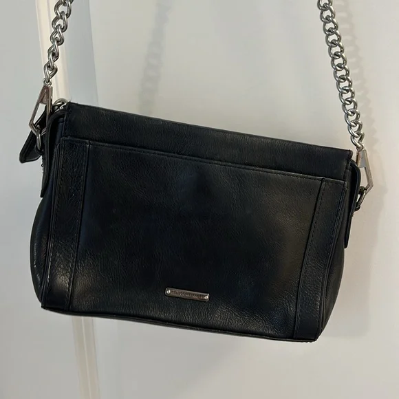 Rebecca minkoff black cross body bag leather and chain - Picture 5 of 6